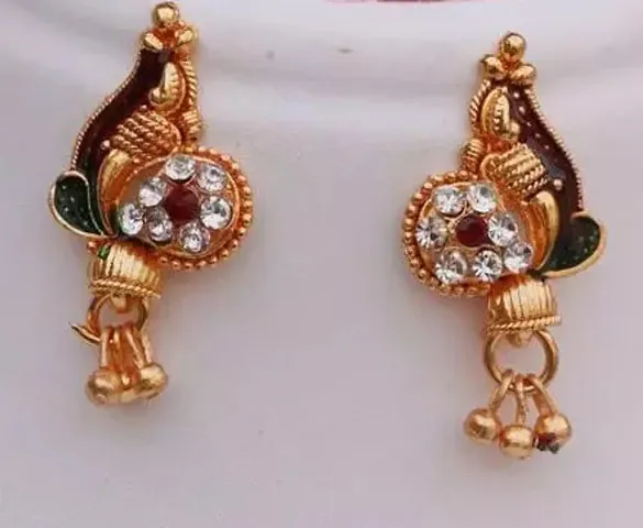 Designer Alloy Gold Plated Studded Earrings