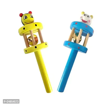 wooden Combo cage bell rattle with musical infant toy(pack of 2)