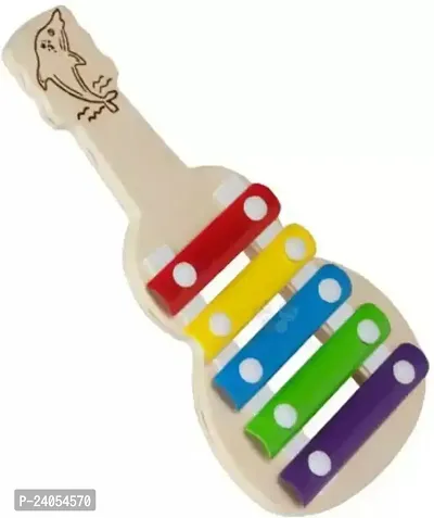 Xylophone Guitar Wooden (5 Nodes) Kids First Musical Sound Instrument Toy Babies Toddlers 6 Months Pack of 1