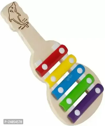 Xylophone Guitar Wooden (5 Nodes) Kids First Musical Sound Instrument Toy Babies Toddlers 6 Months Pack of 1-thumb0