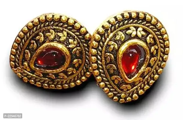 Red Alloy Artificial Stone Studs Earrings For Women-thumb0