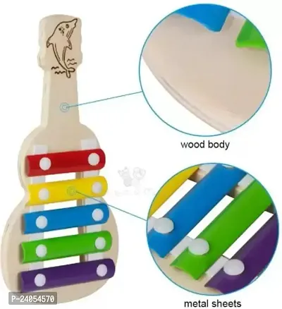 Xylophone Guitar Wooden (5 Nodes) Kids First Musical Sound Instrument Toy Babies Toddlers 6 Months Pack of 1-thumb3