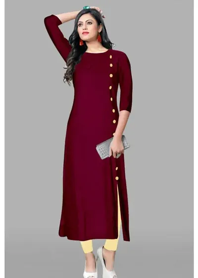 Womens Rayon Solid Straight Kurti