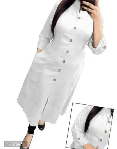 Stylish White Rayon Solid Kurtas For Women