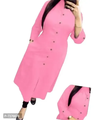 Alluring Pink Rayon Solid Kura For Women