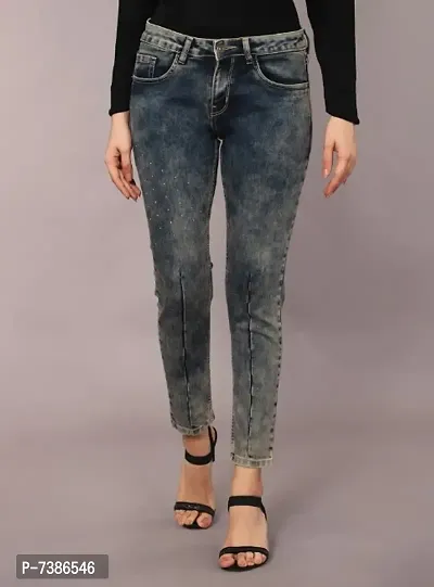 Blue Trend Ravishing Women Jeans || Embellished || Grey-thumb0