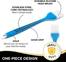 NASIR's Silicone Big Size Spatula + Brush set Heat Resistant Flexible Spatula 450F with Stainless Steel Core - FDA Grade Premium Kitchen Utensils with Good Grip 27 cm,1 x Spatula and 1 x Baking Brush (Random Color)-thumb1