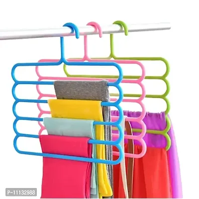 NASIR'S 5 Layer Pants Clothes Hanger Wardrobe Storage Organizer Rack (Set of 3), 32l x 1b x 33h cm (Assorted Colour)-thumb0
