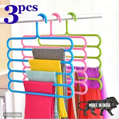 NASIR'S 5 Layer Pants Clothes Hanger Wardrobe Storage Organizer Rack (Set of 3), 32l x 1b x 33h cm (Assorted Colour)-thumb2
