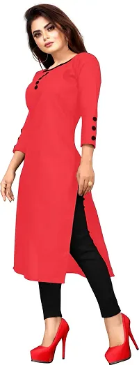 Women Straight Solid Cotton Blend Kurta-thumb2