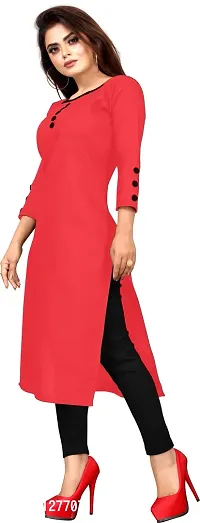 Women Straight Solid Cotton Blend Kurta-thumb3