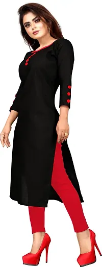 Women Straight Solid Cotton Blend Kurta-thumb2