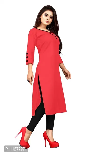 Women Straight Solid Cotton Blend Kurta-thumb4