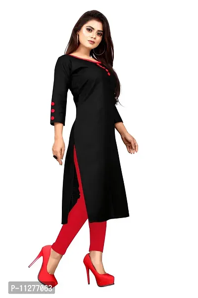 Women Straight Solid Cotton Blend Kurta-thumb4