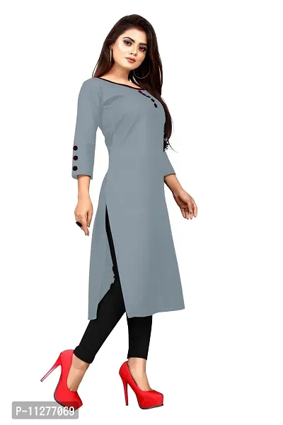 Women Straight Solid Cotton Blend Kurta-thumb4