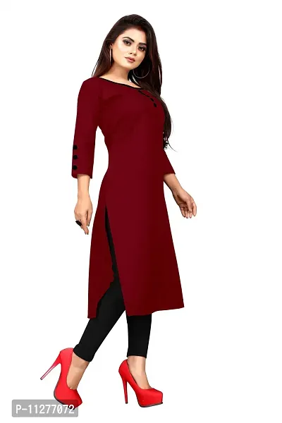 Women Straight Solid Cotton Blend Kurta-thumb4