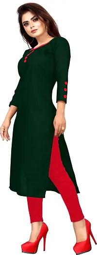 Women Straight Solid Cotton Blend Kurta-thumb2