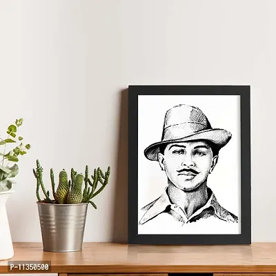 TheKarkhana- Bhagat Singh frame Bhagat Singh Black Sketch for Tribute, Respect, Home & Wall Decor (With Glass)-thumb2