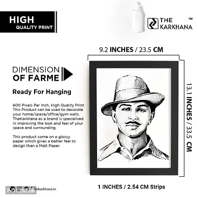 TheKarkhana- Bhagat Singh frame Bhagat Singh Black Sketch for Tribute, Respect, Home & Wall Decor (With Glass)-thumb3