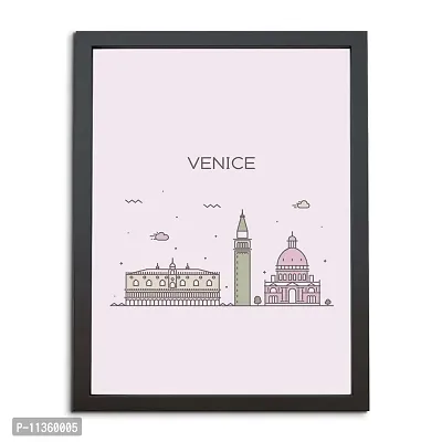 TheKarkhana- ""VENICE"" Illustration Art Frame for Home, Living Room, Bedroom, Kitchen and Office Wall Decor (22 x 32 cm ) (Without Glass)