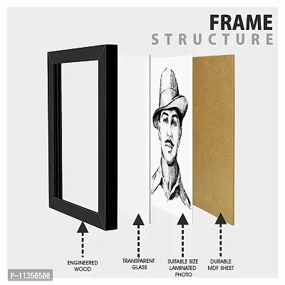 TheKarkhana- Bhagat Singh frame Bhagat Singh Black Sketch for Tribute, Respect, Home & Wall Decor (With Glass)-thumb5
