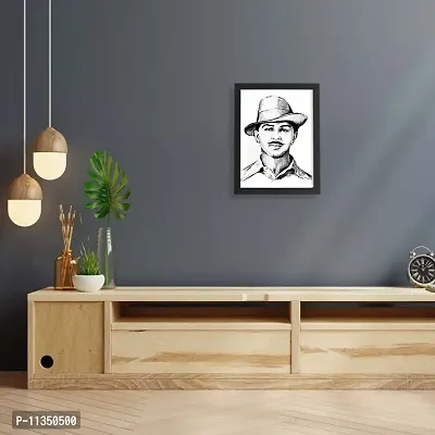 TheKarkhana- Bhagat Singh frame Bhagat Singh Black Sketch for Tribute, Respect, Home & Wall Decor (With Glass)-thumb4