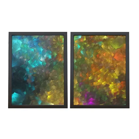 Rainbow Vibrant Colorful Modern Art Wall Frame Combo Set of 2 |Living Room, Bedroom, Children's Room, Restaurant, Cafe|Best | By The Karkhana| Non-Laminated Textured 24.5 x 34.7 cm