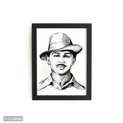 TheKarkhana- Bhagat Singh frame Bhagat Singh Black Sketch for Tribute, Respect, Home & Wall Decor (With Glass)