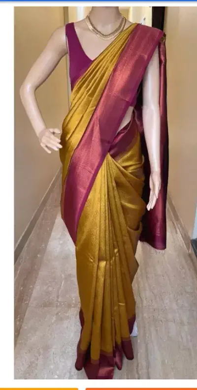 Elegant Silk Blend Saree with Blouse piece For Women