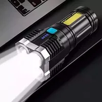 Emergency Torch Rechargeable Multifunctional Portable LED Flashlight Torch Long Distance Beam Range with 4 Lighting Modes and COB Light for Outdoor, Indoor,Hiking,Walking,Camping-thumb1