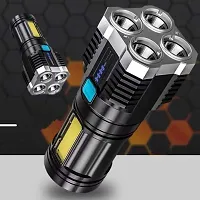 Emergency Torch Rechargeable Multifunctional Portable LED Flashlight Torch Long Distance Beam Range with 4 Lighting Modes and COB Light for Outdoor, Indoor,Hiking,Walking,Camping-thumb2