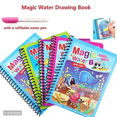 COMBO 4 IN1 MAGIC WATER BOOK  Water Colouring Books 4 Piece Magic Colouring Book Set Travel Activities Duplicate Book for Kids Reusable Drawing Book and Pen Set for Kids Toddlers Gift-thumb3