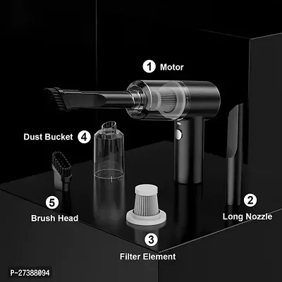 vaccum cleaner 2 in 1 Portable Electric Professional Cleaner Dust Collection/2 in 1 Car Vacuum Cleaner Handheld Wireless Home Car USB Rechargeable Hand Vacuum Cleaner (2 in 1 Vacuum) (Black)-thumb3