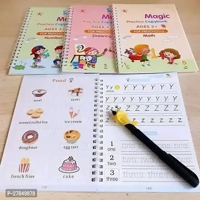 Sank Magic Practice Copybook, Number Tracing Book for Preschoolers with Pen, Magic Calligraphy Copybook Set Practical Reusable Writing Tool Simple Hand Lettering (4 BOOKS WITH 5 REFILLSS)-thumb3