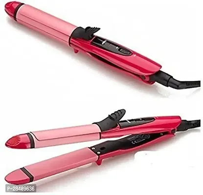 Nova 20009 2 in 1 Hair straightener and curler For Women and Men (PINK)
