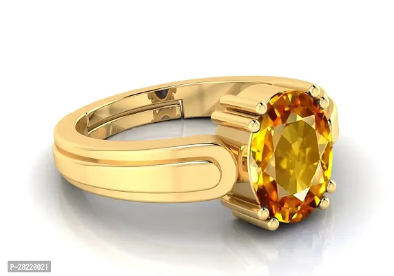 Pranjal Gems 12.25 Ratti Yellow Sapphire (Pukhraj) Gemstone Adjustable Ring-thumb0