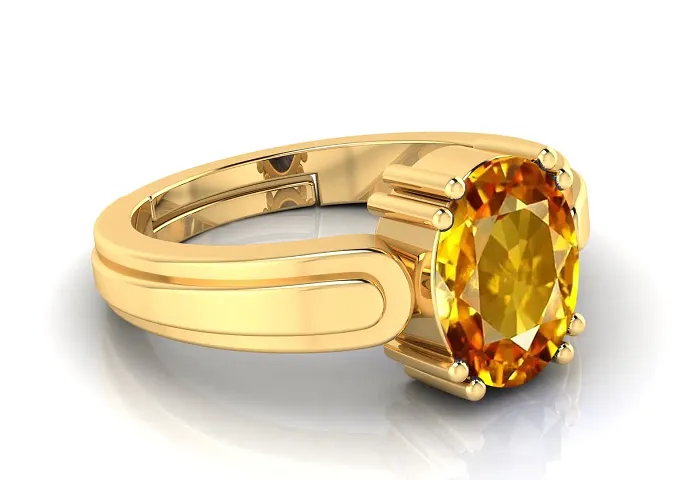 Pranjal Gems 12.25 Ratti Yellow Sapphire (Pukhraj) Gemstone Adjustable Ring