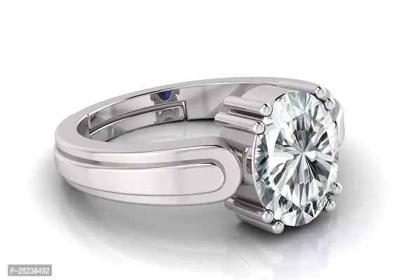Pranjal Gems 9.25 Ratti White Zircon Gemstone Adjustable Ring For Men And Women-thumb0