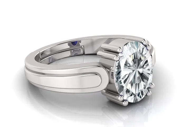 Pranjal Gems 9.25 Ratti White Zircon Gemstone Adjustable Ring For Men And Women