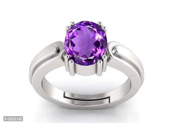 Pranjal Gems 9.25 Ratti Katela (Amethyst) Gemstone Adjustable Ring For Men And Women-thumb0