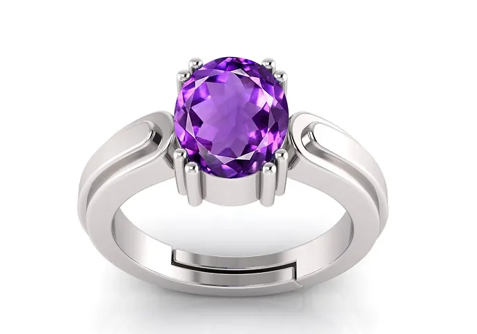 Pranjal Gems 9.25 Ratti Katela (Amethyst) Gemstone Adjustable Ring For Men And Women