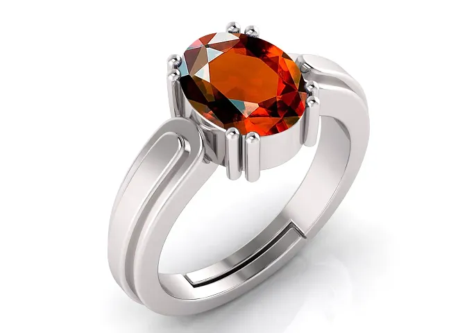 Pranjal Gems 14.25 Ratti Gomed (Hessonite) Gemstone Adjustable Ring For Men And Women