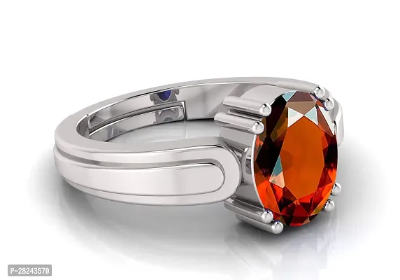 Pranjal Gems 9.25 Ratti Gomed (Hessonite) Gemstone Adjustable Ring