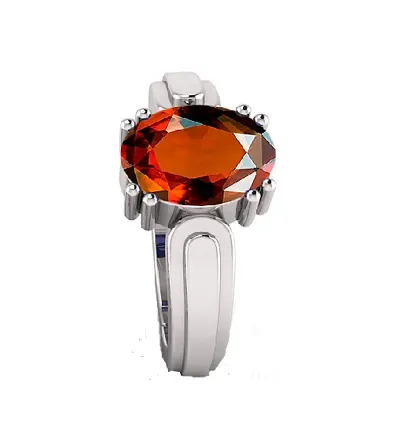 Pranjal Gems 7.25 Ratti Gomed (Hessonite) Gemstone Adjustable Ring