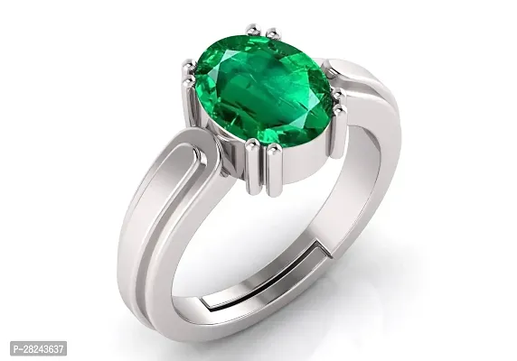 Stylish Green Gems 7.25 Ratti Panna (Emerald) Gemstone Adjustable Ring For Men-thumb0