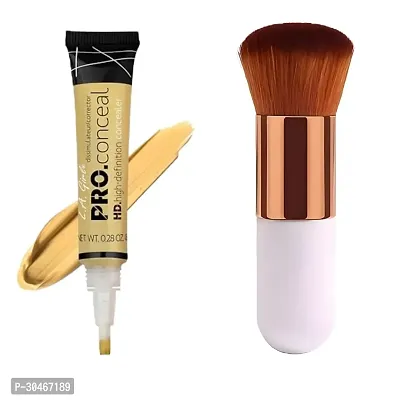 PRO HD CONCEAL CORRECTOR YELLOW HD CONCEALER WITH ROUND FOUNDATION BRUSH COMBO PACK 2-thumb0