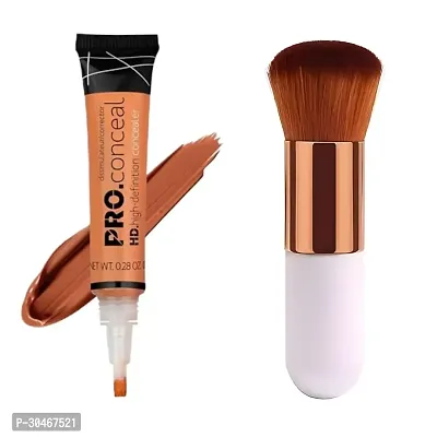 PRO HD CONCEAL CORRECTOR ORANGE HD CONCEALER WITH ROUND FOUNDATION BRUSH COMBO PACK 2