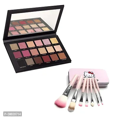 Rose Gold 18 Colors eyeshadow palette With 7 Pcs pink color hello kitty makeup brush set