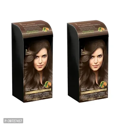 Natural Long Lasting Hair Color Cream Pack of 2 (Dark Brown)