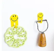 Fancy Plastics Self Adhesive Smiley Face Hooks 1 Kg Load Capacity (6 Pcs) Wall Hooks-thumb2